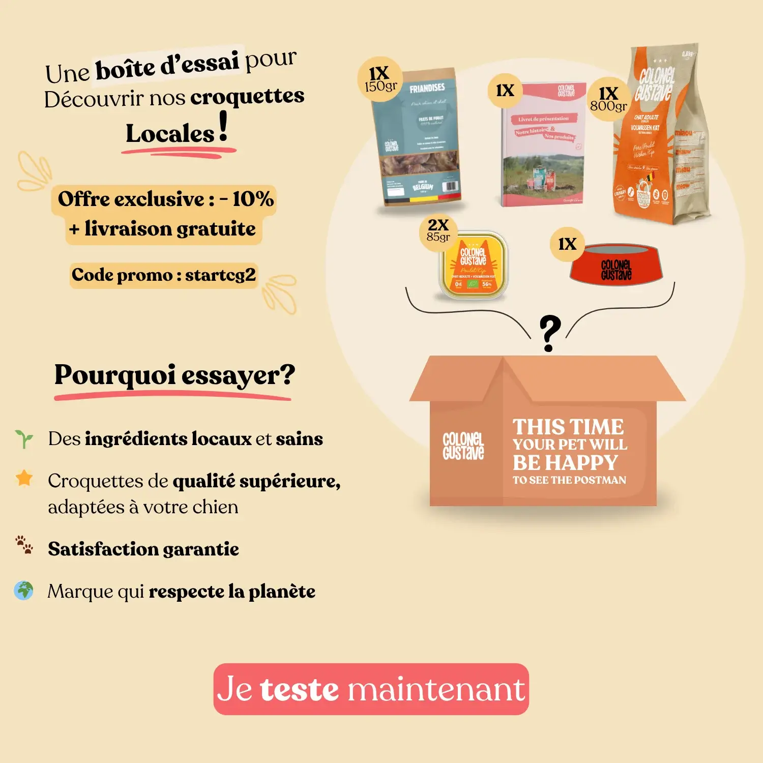 Boîte essai Colonel Gustave pour les chats